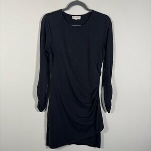 Synergy Organic Clothing Black Ruched Long Sleeve Tulip Hem Mini Dress Small